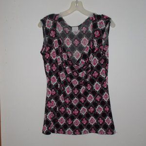 Suzy Shier L Black and pink party top